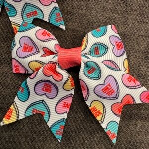 Conversation Hearts Pigtail Bows